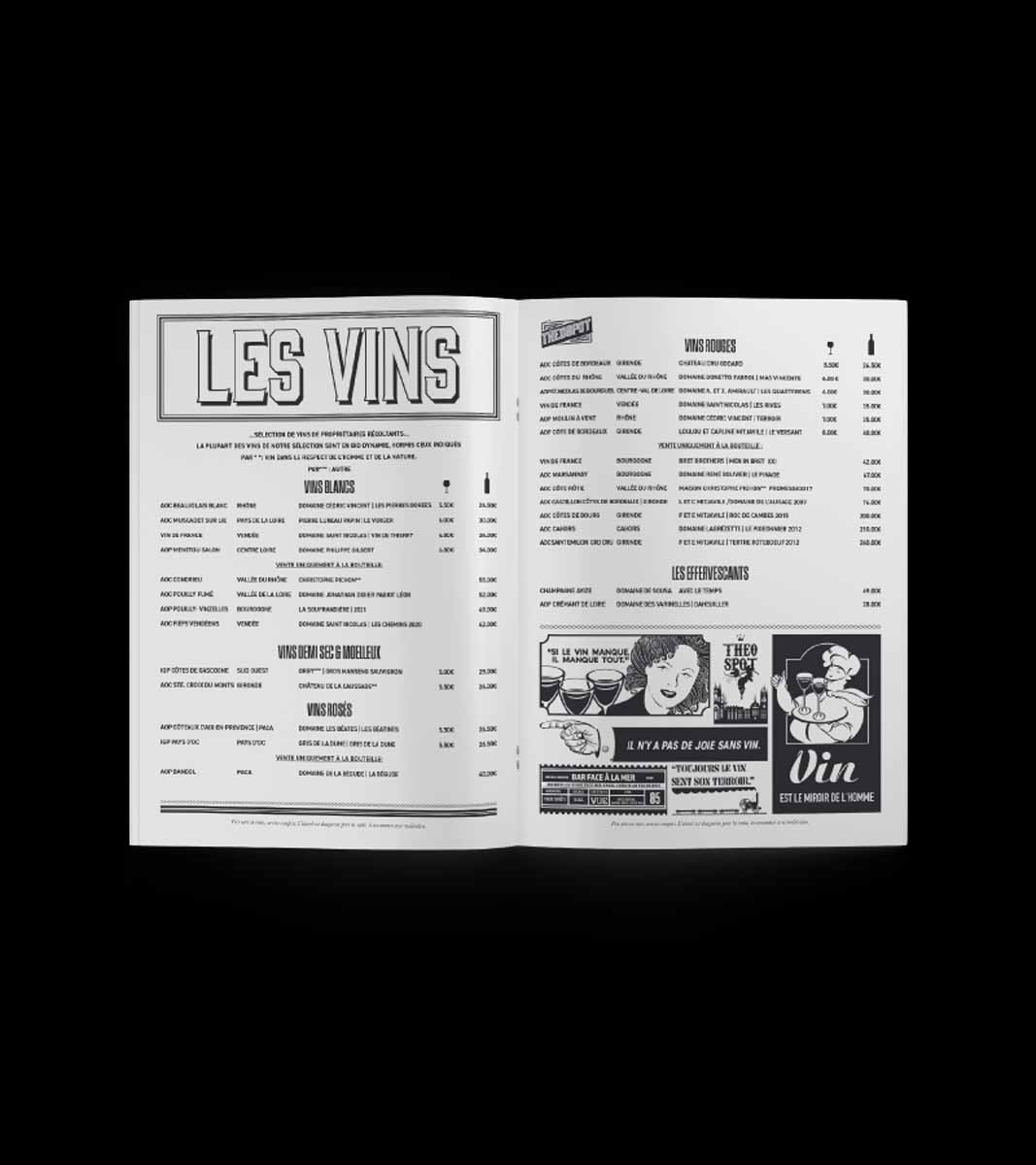 graphisme agence de communication creation menu restaurant bar saint gilles croix de vie le theo spot en vendee 2