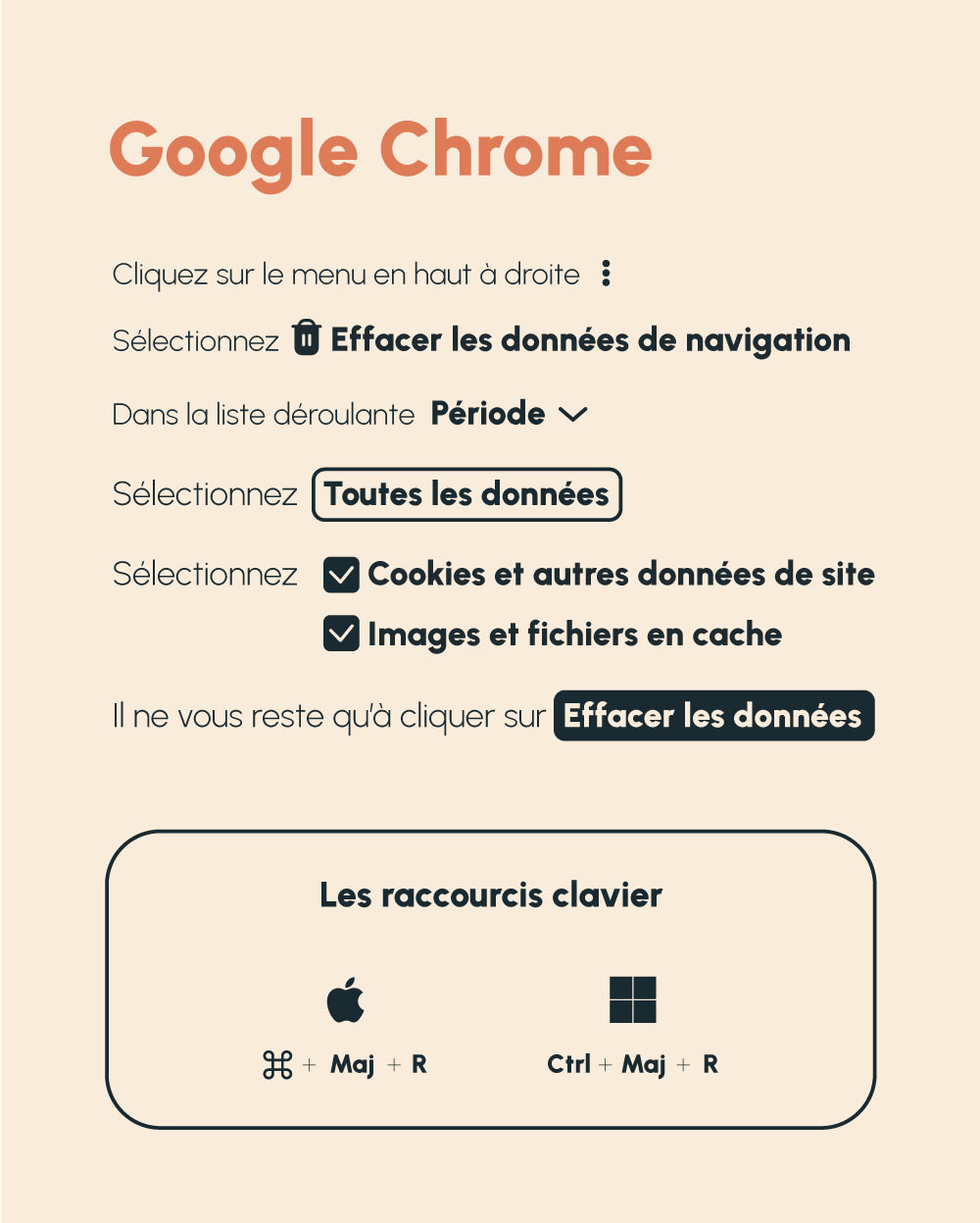 Raccourcis clavier vider le cache navigateur web google chrome agence Owmel communication digitale Saint Gilles Croix de Vie 85