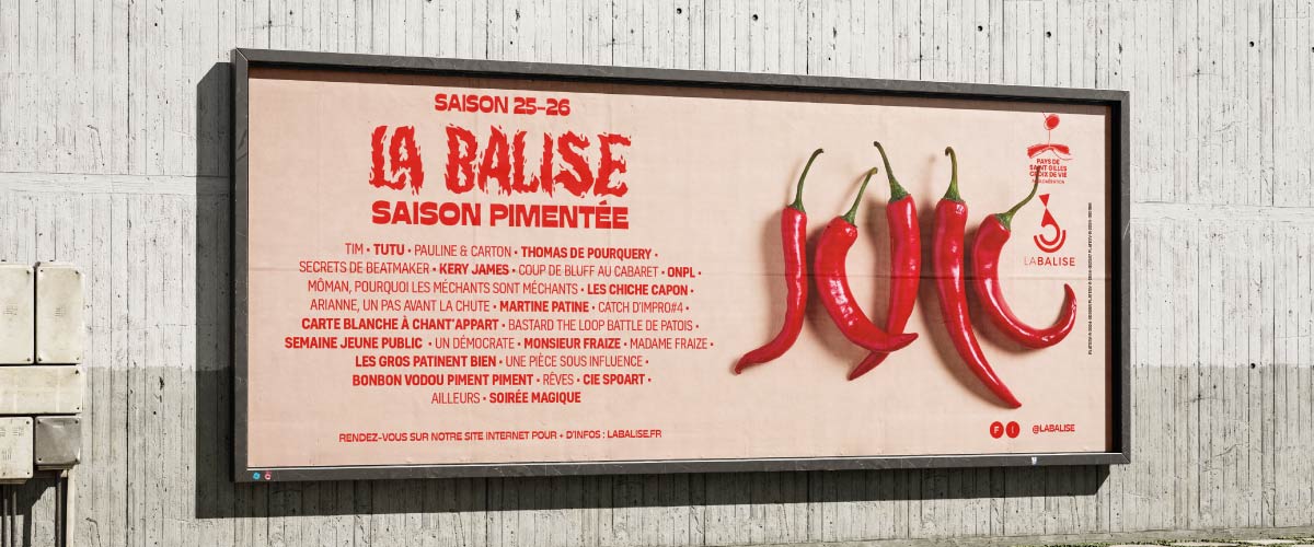 identite visuelle affiche salle de spectacle en vendee saison culturelle la balise agence owmel